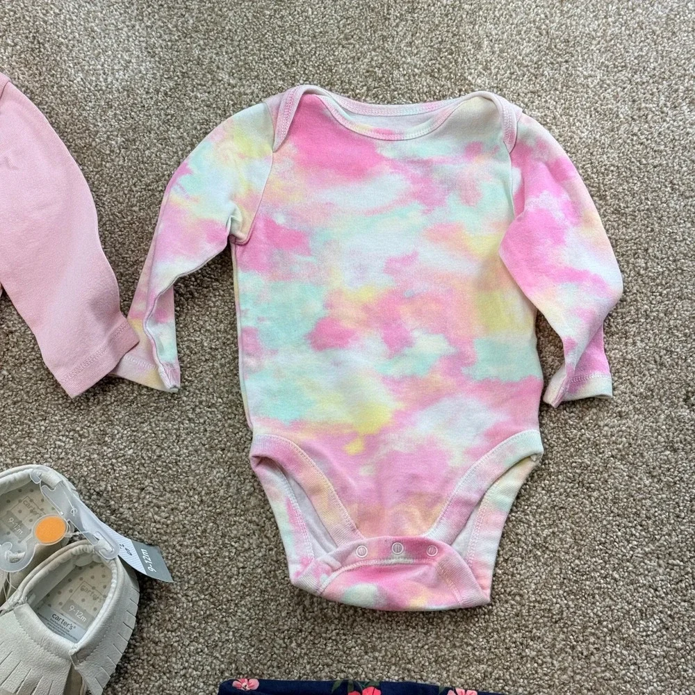 Baby Girl Clothes Lot Old Navy Carters Cat & Jack 6-12M Bodysuits Leggings Shoes
